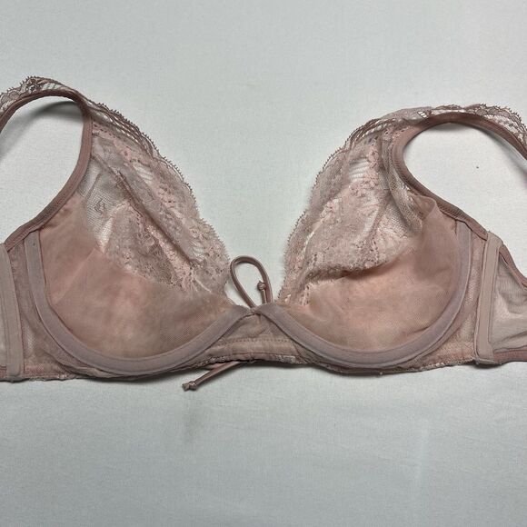 Victoria's Secret Pink Sheer Lace Plunge Bra Women’s 38C - Picture 9 of 11